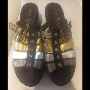 Helle Comfort wedge medley of metallic colors sz38